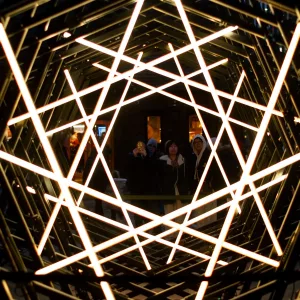 SPICA geometric light artwork at Liverpool River of Light festival